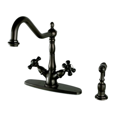 Kingston Brass KS1235PKXBS 8" Centerset Deck Mnt Kitchen Faucet W/Brass Sprayer, Brnz KS1235PKXBS
